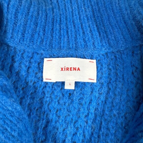 Xirena Ally Sweater Womens Large Baltic Blue Baby Alpaca Wool Collar $363 retail - Picture 2 of 8